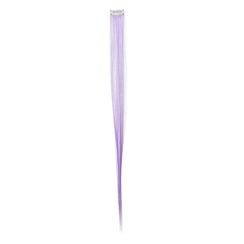 SWACC 12 Pcs Straight One Color Party Highlights Clip on in Hair Extensions For Women Colored Hair Streak Synthetic Hairpieces (Lilac Purple) - Image 5